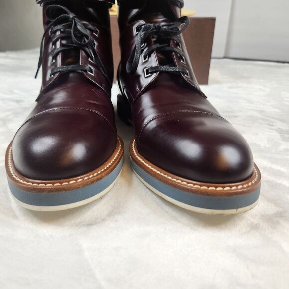 Louis Vuitton Men's Dark Whiskey Red Sword Leather Ankle Strap Boot Sz 8.5 - Picture 7 of 16